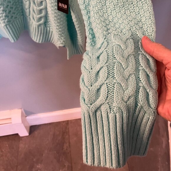 NWT ANA Turtleneck Cable Knit Sweater Aqua XL - Picture 6 of 7